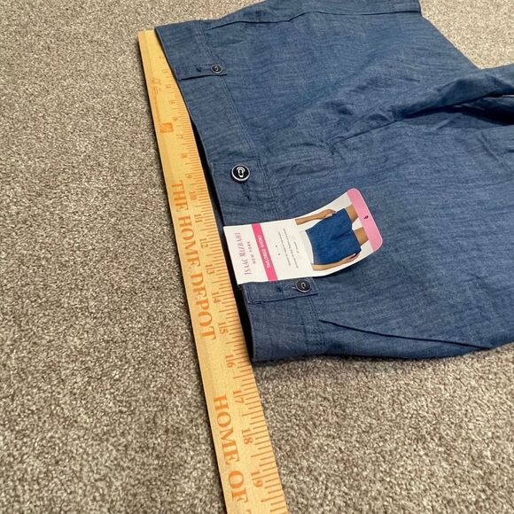 Isaac mizrahi womens tailored shorts sz 6 high rise chambray denim shorts nwt - Picture 9 of 12